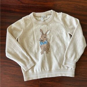 Janie & Jack Bunny Knit Sweater with Blue Bow